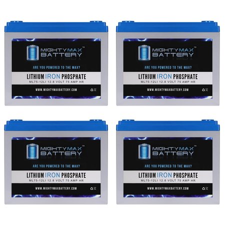 12V 75AH Lithium Replacement Battery compatible with Shoprider Sprinter XL4 Deluxe - 4PK -  MIGHTY MAX BATTERY, MAX4010859